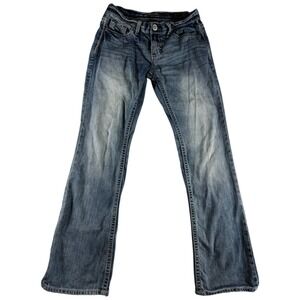 Buckle‎ BKE Aiden Bootcut Jeans 29R Blue Whiskering Denim Medium Wash Cotton